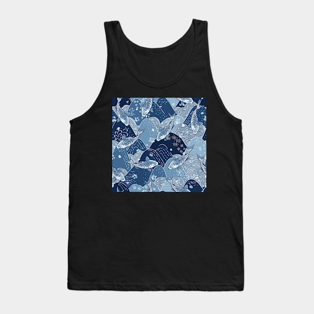 Japanese koi mountain pattern Tank Top by LittleNippon